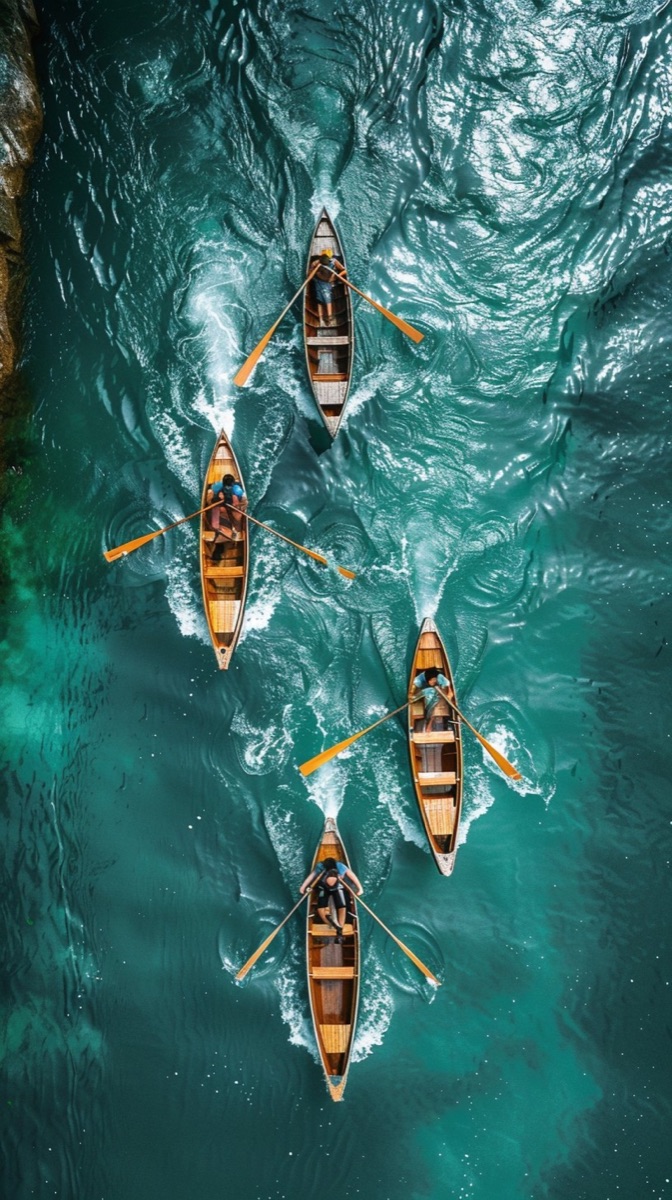 A lone kayaker paddling solo